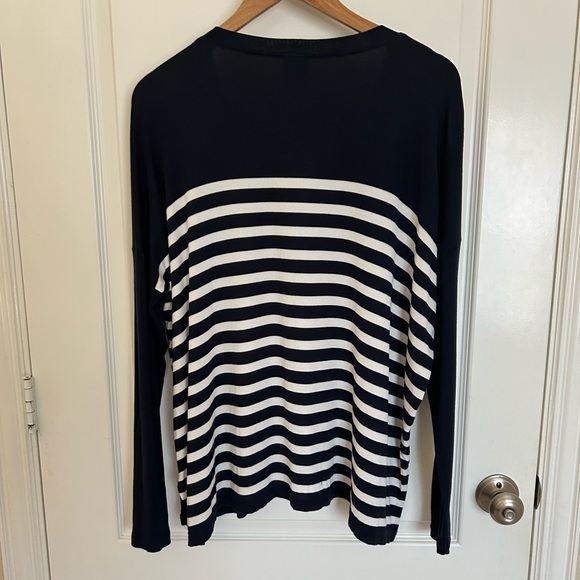 CAbi Top Women's Blue White Striped Long Sleeve Lighthouse Tee Medium #5742 - Picture 4 of 11